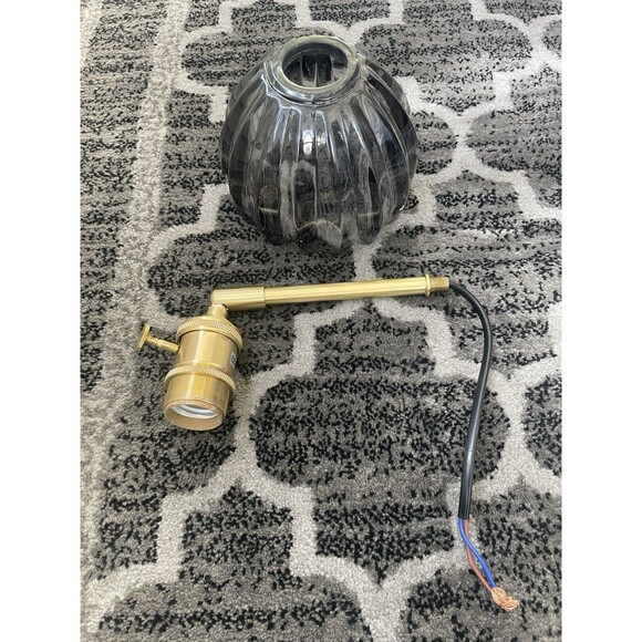 Sconce Tulip Shaped Smoked Colored Glass Shade Hard Wired Light Lamp - Picture 7 of 16